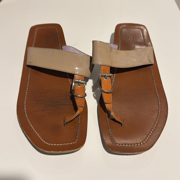 Prada Tan Leather Sandals Size 9 - Picture 1 of 5